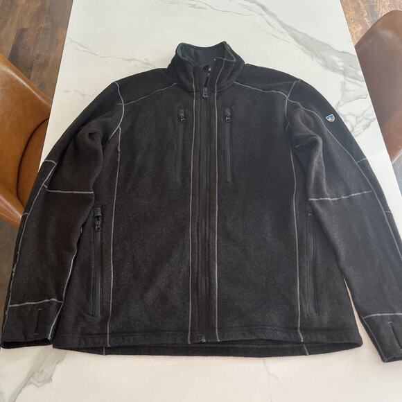Kuhl Jacket Mens LARGE Brown Interceptr Fleece Full Zip Black Outdoor Gorpcore - Picture 1 of 16